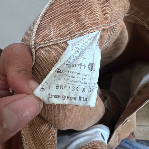 Carhartt B01 BRN Double Knee Canvas Work Pants Dungaree Fit 34x36 - Picture 6 of 7
